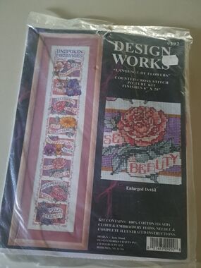 Design Works "Language of Flowers" Counted Cross Stitch Kit - Floral Rose Panel